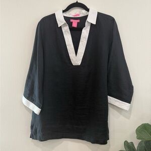 Isaac Mizrahi Black Tunic with White Trim
